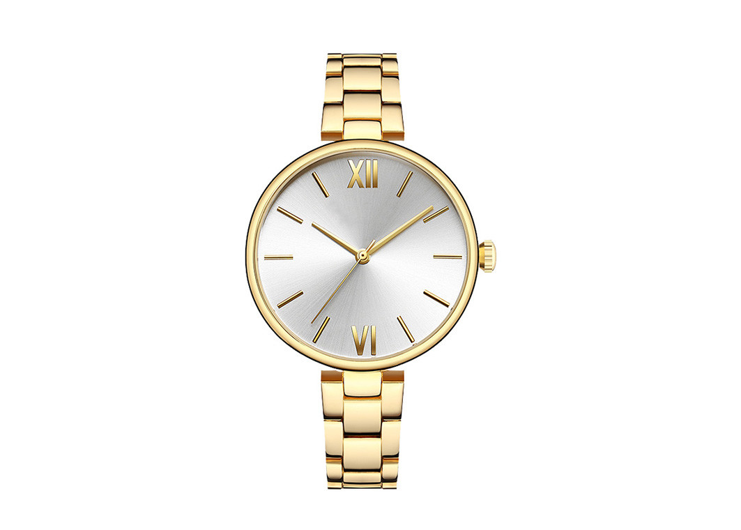 Water Resistant Women'S Stainless Steel Watch , Swirl Mark Dial Metal Strap Watches For Ladies