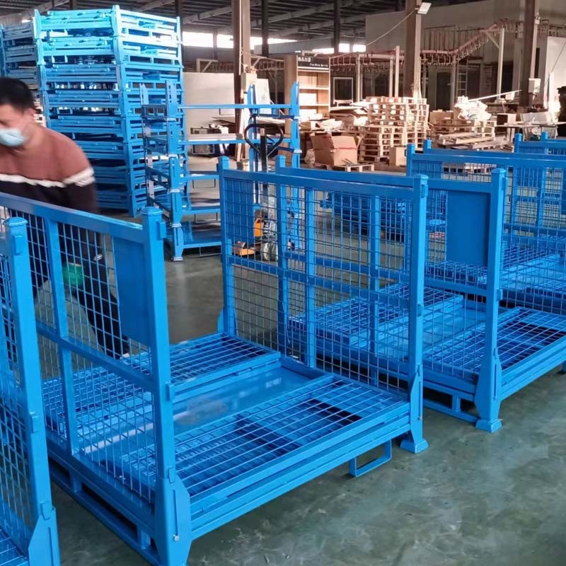 Industrial Warehouse Material Metal Pallet Box Folding Stackable