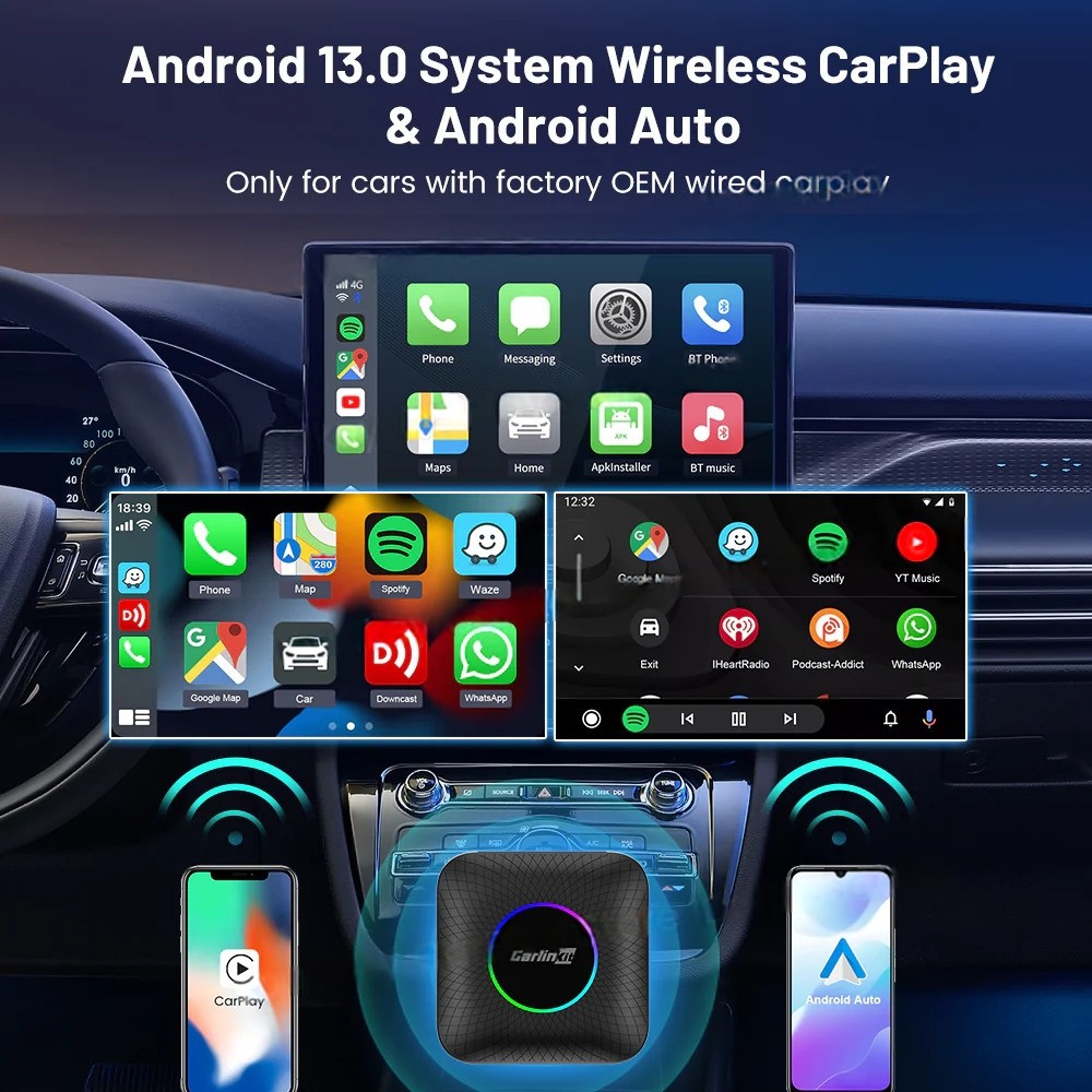Multi Media New Cpc200 Tbox Ambient Wireless Adapter Carplay Usb 128 Gb Sim Tf Card Slot Wireless Mouse Remote Control Car Play Box Ai Android 13