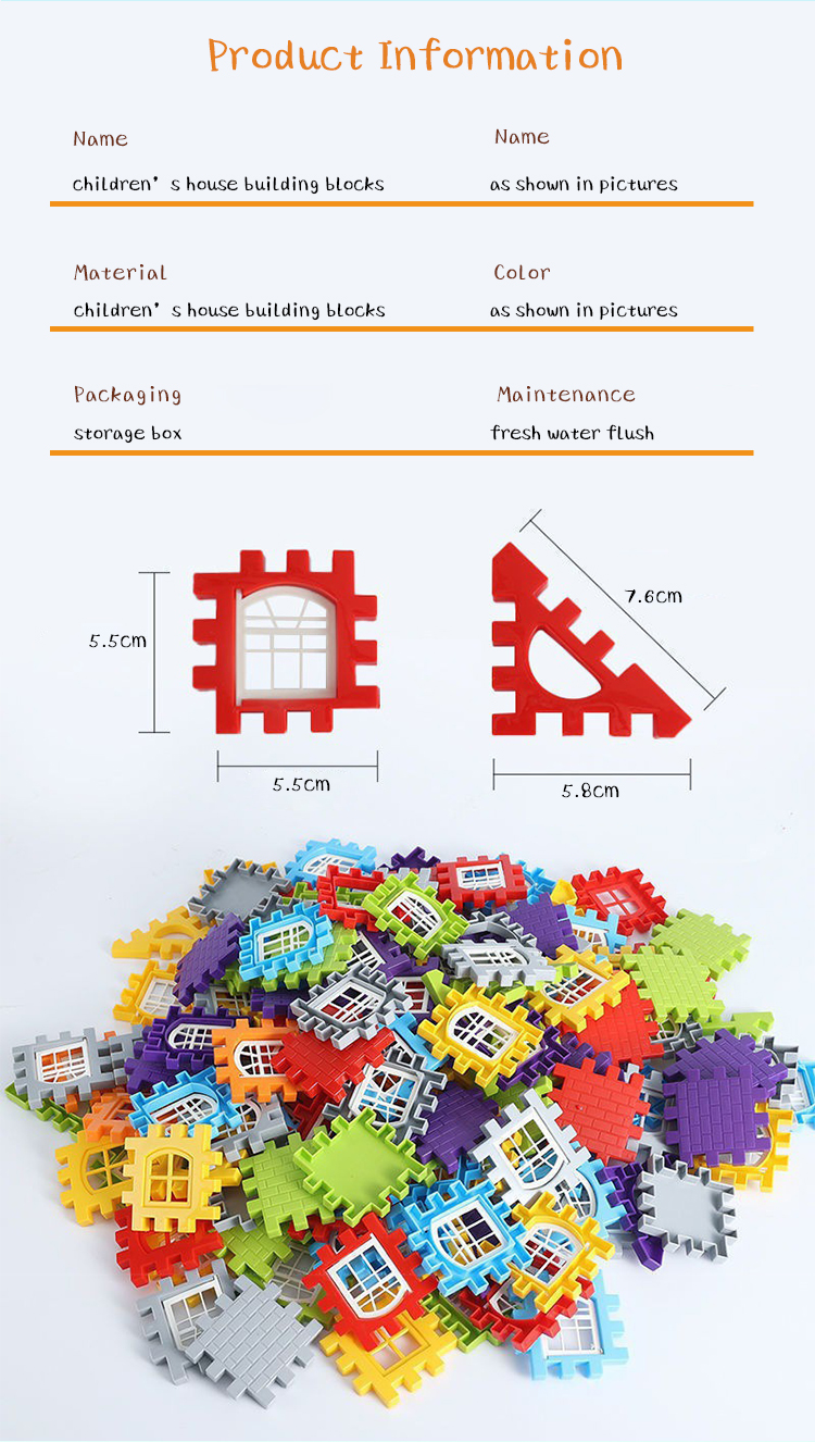 PP Plastic Assemble Bricks Creative DIY Toy for Early Education Cognition Developing Children's House Building Blocks