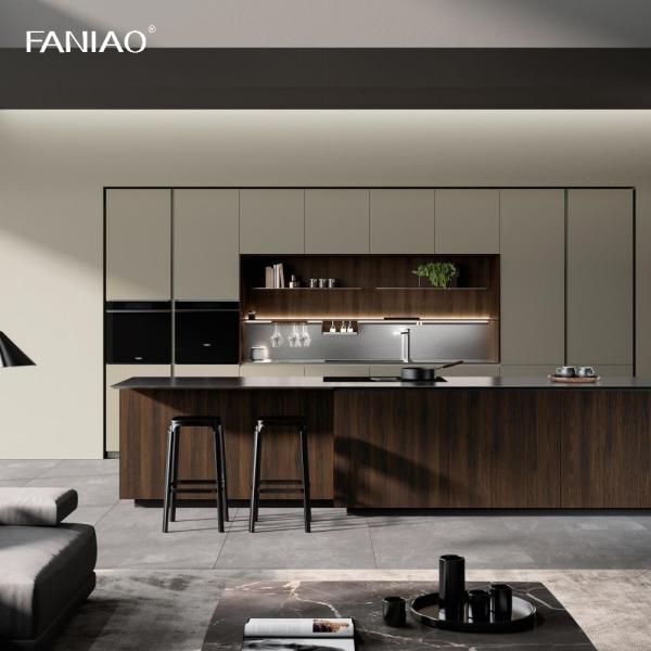 Modern Minimalist Style Stainless Steel Solid Wood Kitchen Cabinet Kitchen