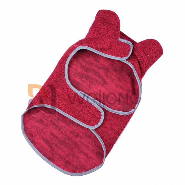 Red Heather Sweatshirt Fleece Autumn Velcro Pet Coat For Dog