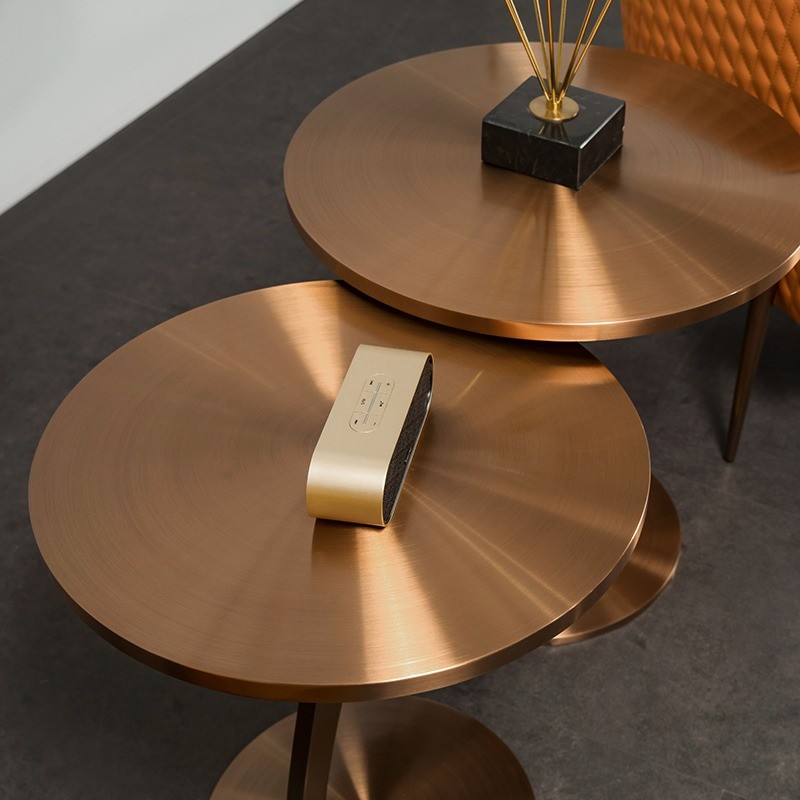 Class Brushed Brass Stainless Steel Side Table Small Round Table Coffee Table