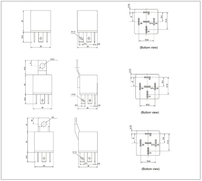 40A/60A/80A 12v 5PINS DPDT transparent electric auto relay with lamp