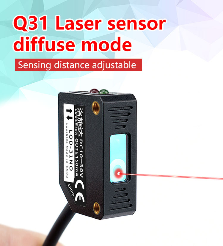 LUOSHIDA Square / Rectangle Laser Diffuse Sensor Q31 PBT Housing 10-30VDC