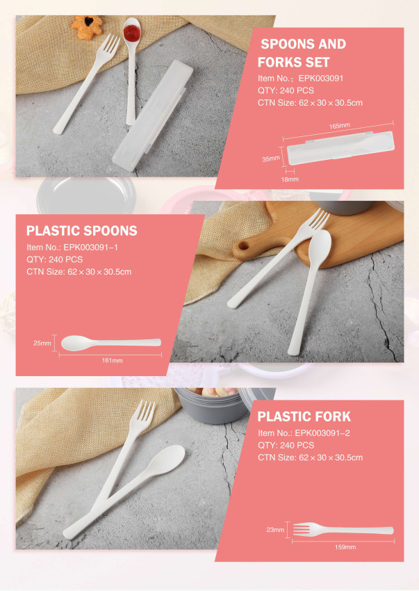 Plastic knife and fork set in box