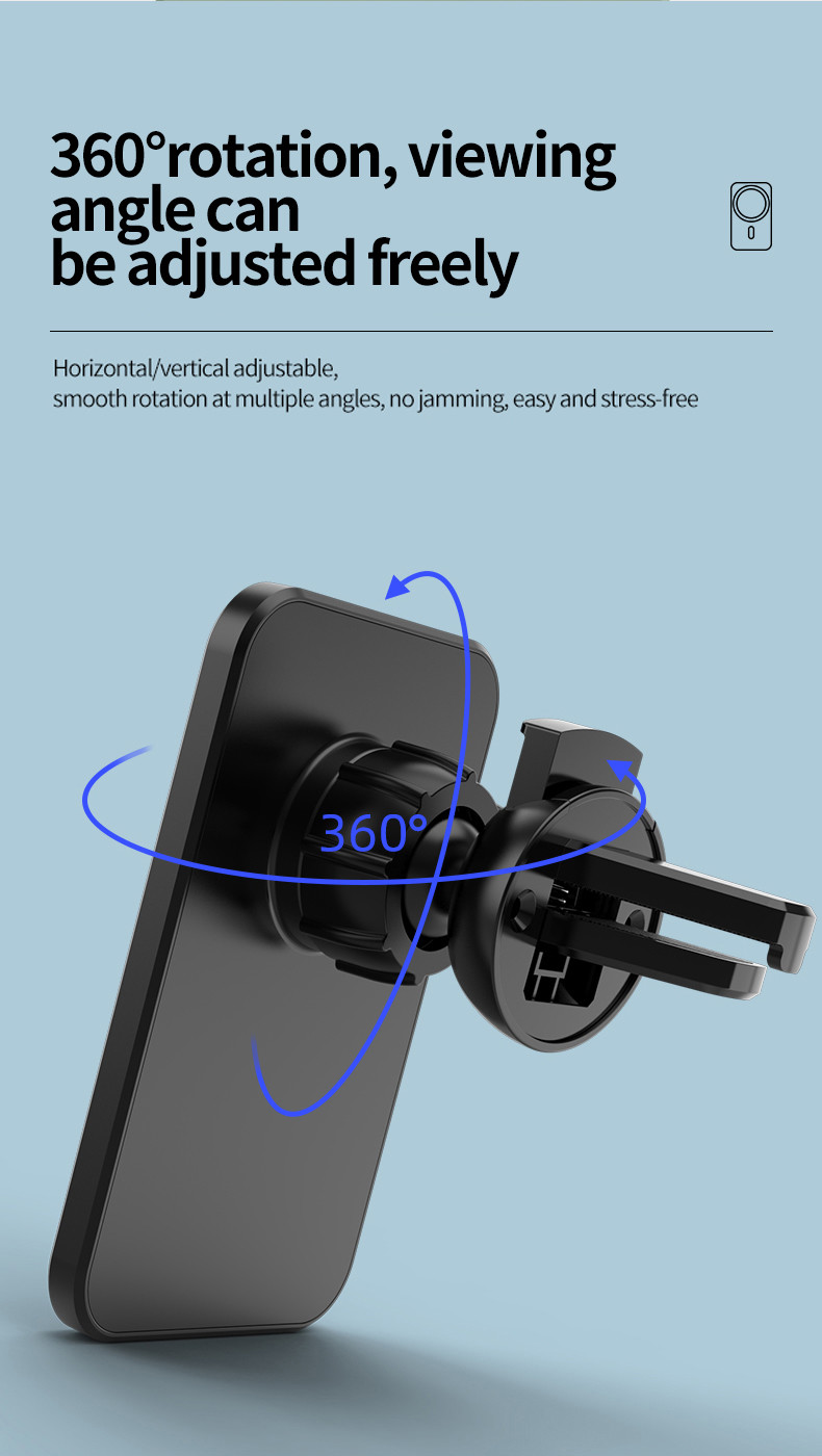 FCC Magnetic Wireless Car Charger , 15w Air Vent Car Mount Phone Holder