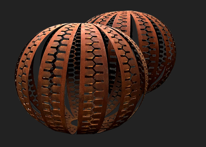 Outdoor Decor Corten Steel Sculpture , Painted Stainless Steel Ball Sculpture