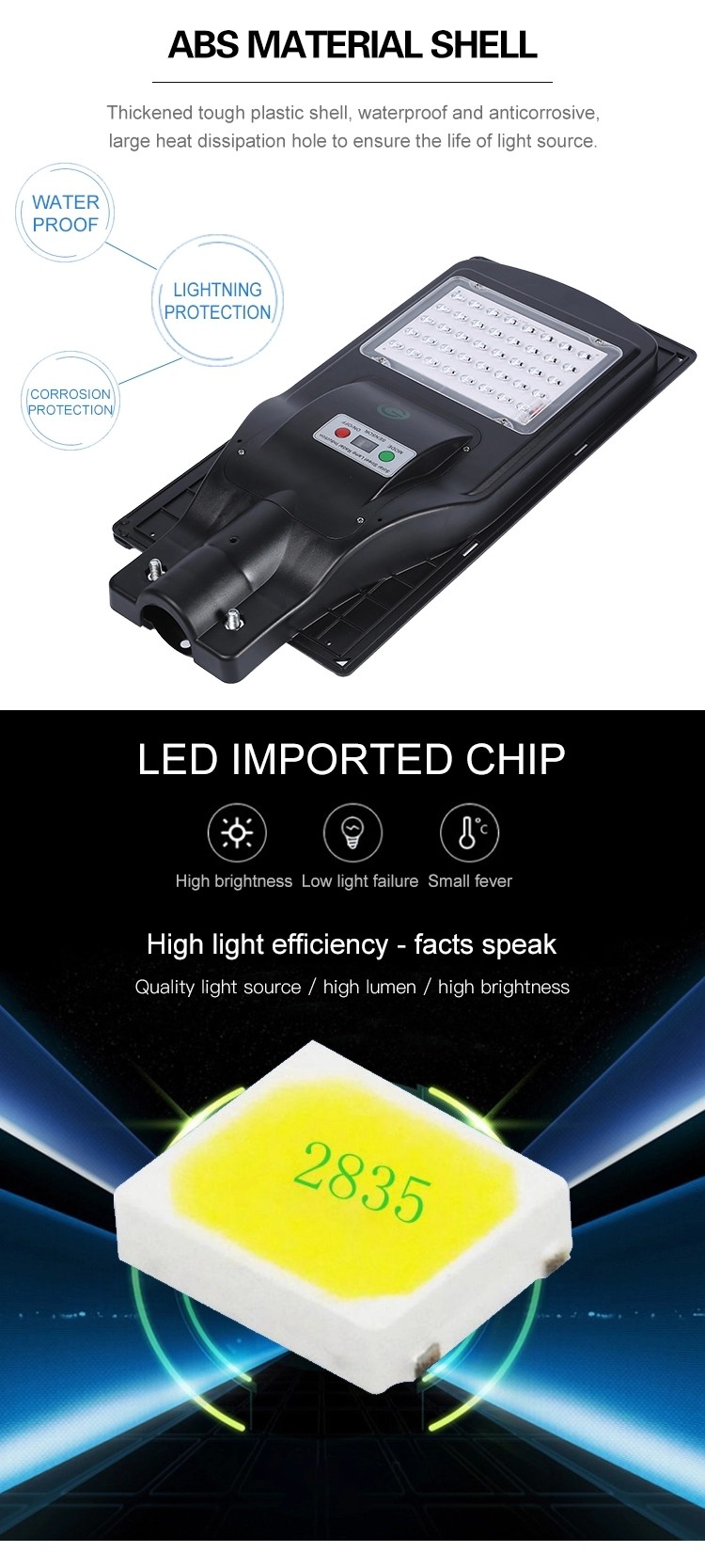Hight Efficiency LED Street Light With Solar Panel All In One Integrated Type