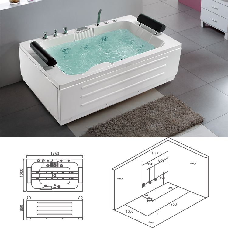 70 Inch SPA Massage Bathtub Luxury Jacuzzi Whirlpool Bath 1700 X 1000