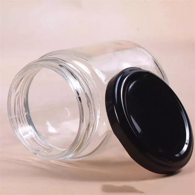 Black Plastic Sealed Wide Mouth 30ml 60ml 90ml 120ml 180ml 250ml 500ml Round Glass Jar