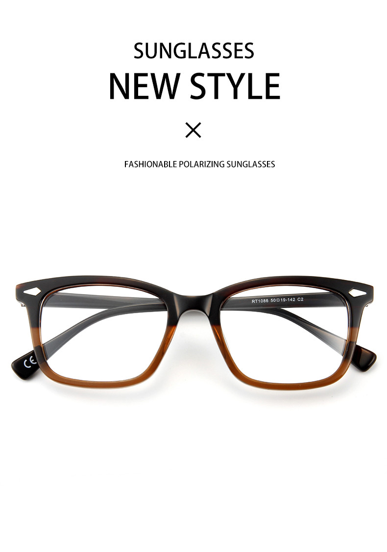 Two Tone Laminated Acetate Frame Glasses Classic Square Men Women Optical
