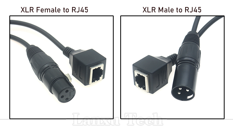 XLR 3 Pin Poles Male Female to RJ45 Female Cat5 Network Ethernet Adapter Cable for Led Audio DMX CON Controller