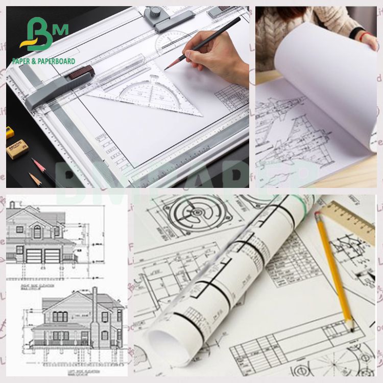 80g CAD drawing Uncoated  24" 36" White Engineering Bond Paper