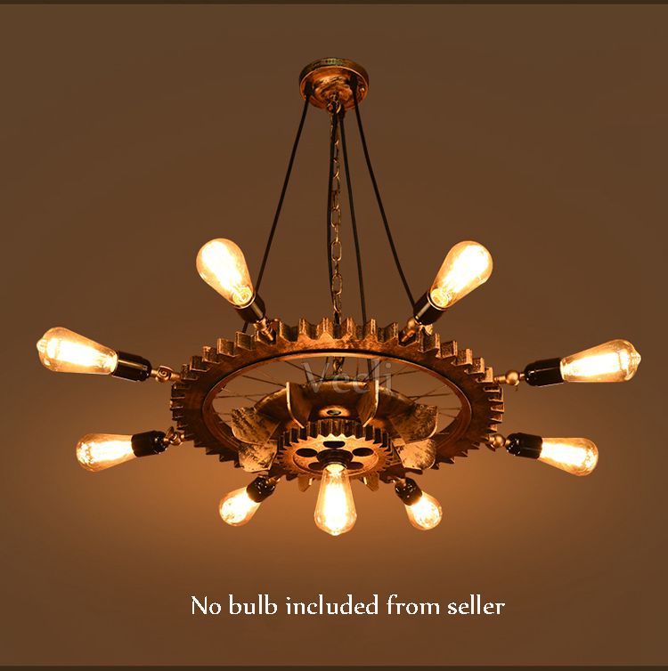 Creative Retro Loft Chandelier Wood Pendant Lamp Restaurant Living Room Dining Room Wheel Chandelier(WH-VP-228）