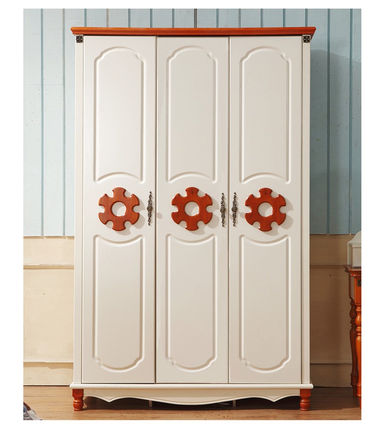 Mediterranean White Clothes cabinet American country wooden wardrobe