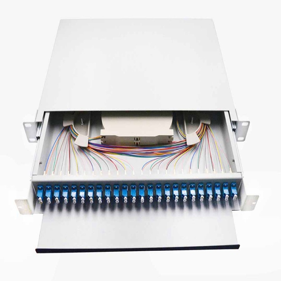 48 Port LC Fiber Patch Panel, 19 rack mount fiber optic lc patch panel,sliding drawer 1U fiber optic patch panel