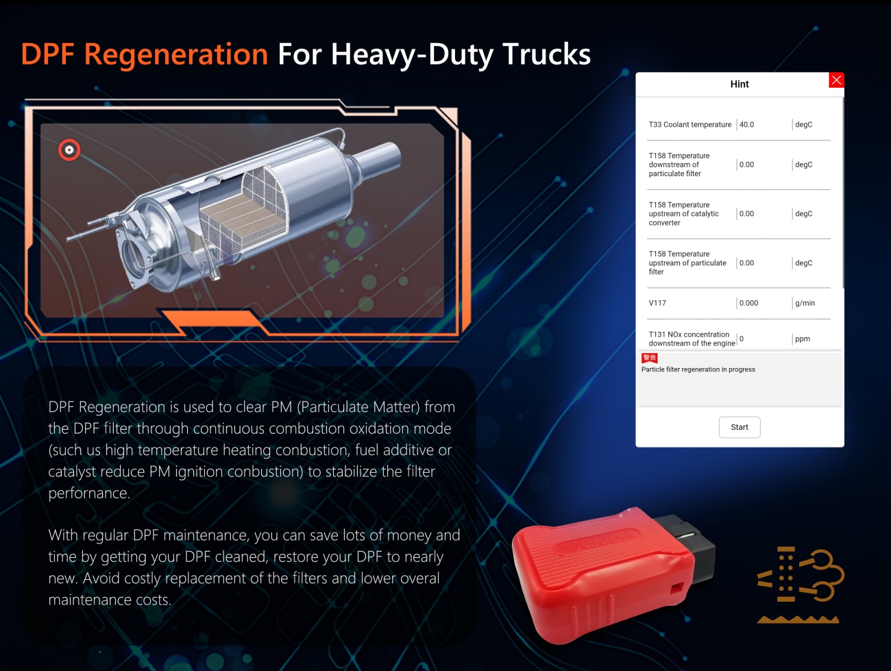 For Xtruck X003 scanner Tool DPF Heavy Duty Truck ECU Programming Forced Regeneration FOR Vol-vo/Sca-nia/Cummins Diagnostic Tool