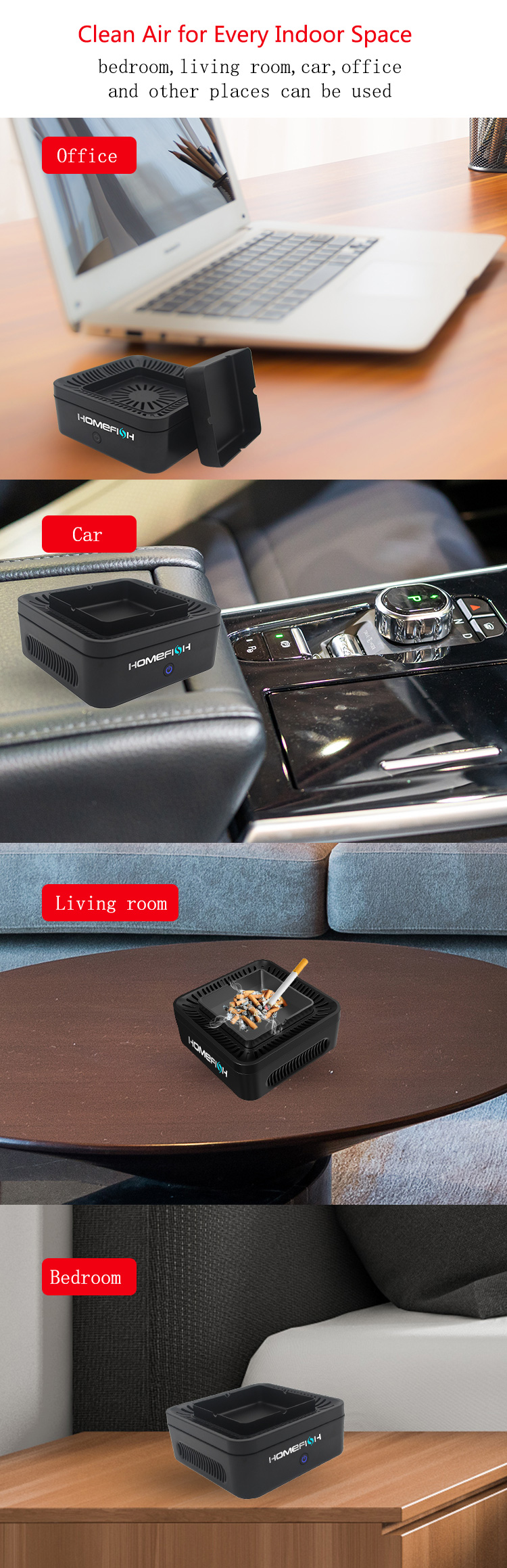 2023 New Arrival HEPA Filter High Quality Purification Air Purifier Negative Ions Ashtray Air Purifier Aromatherapy Machine