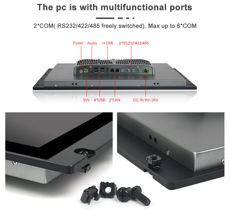 PCAP Touch Rack Mount Panel PC Front IP65 19" LED DC IN 9V - 36V