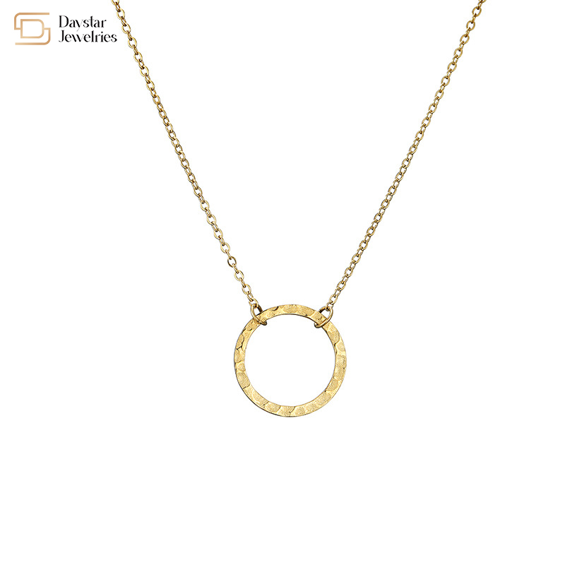 Stainless Steel Simple Layered Necklace Circle Pearl Pendant Clavicle Chain Choker