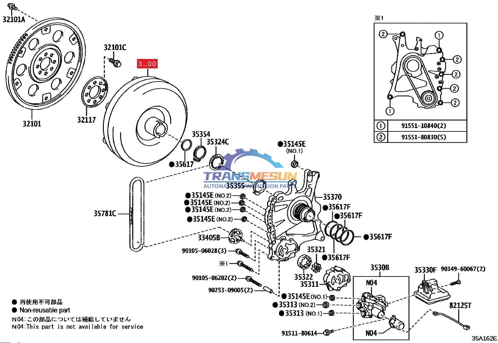 ALPHARD;AVALON;CAMRY ;HIGHLANDER;SIENNA;ES350 remanufactured UA80E UA80F 8-speed automatic transmission system torque converter 3200048060 for Toyota