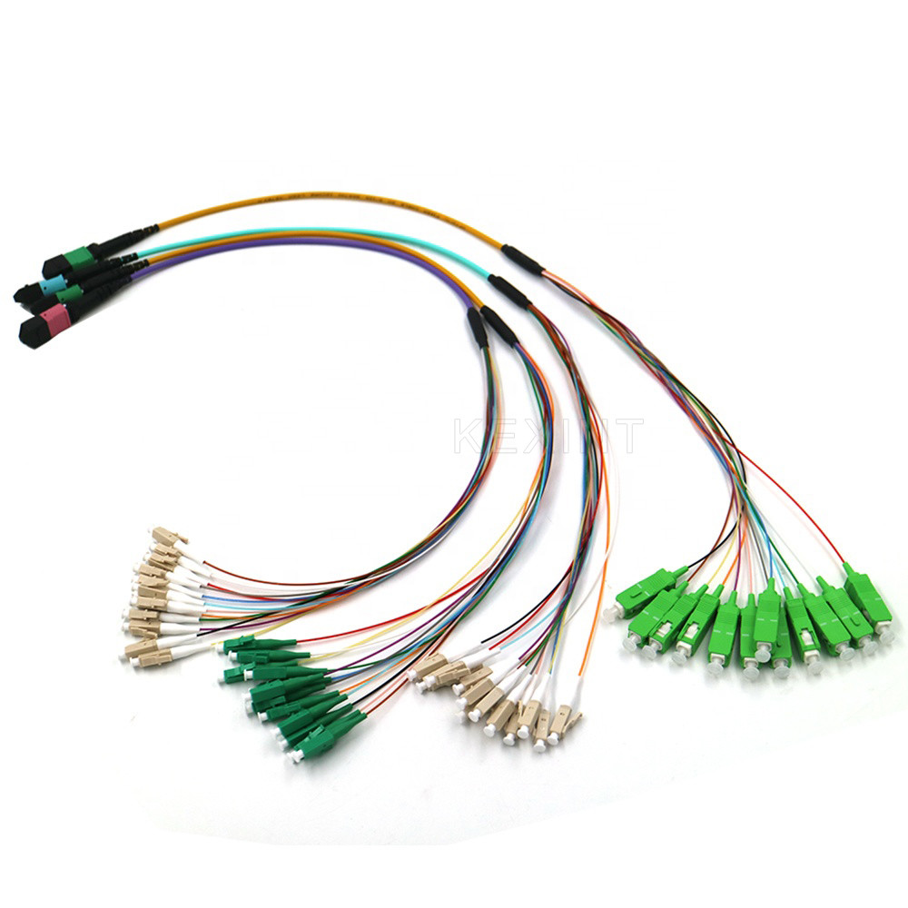 OM3 OM4 G657A Fiber Optic Trunk Cable 24 Core MTP MPO LC Connector