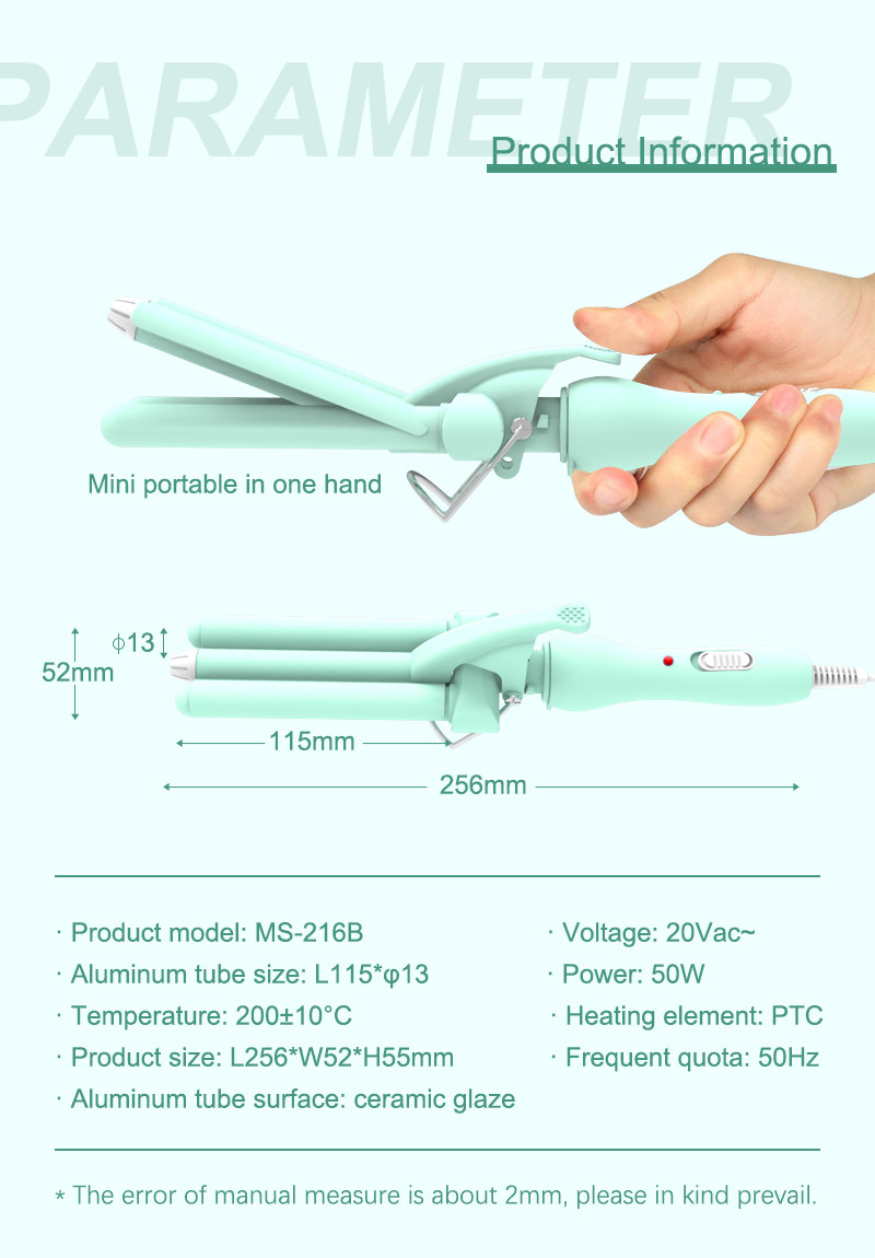 Home Use Mini 3 Barrels Wave Hair Curler 110v-240v 50HZ/60HZ