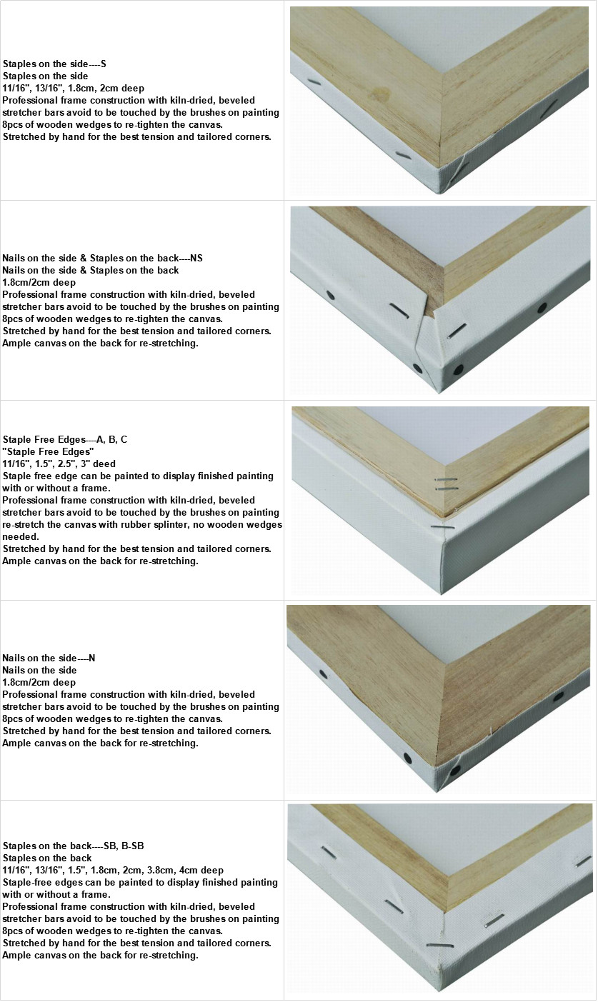 Staple Styles Art Painting Canvas Cotton Wood Stretcher Bars Durable