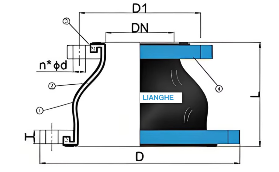 Pn16 Carbon Steel Flexible Concentric Epdm Rubber Expansion Joint Oil Resistant And Acid Resistant