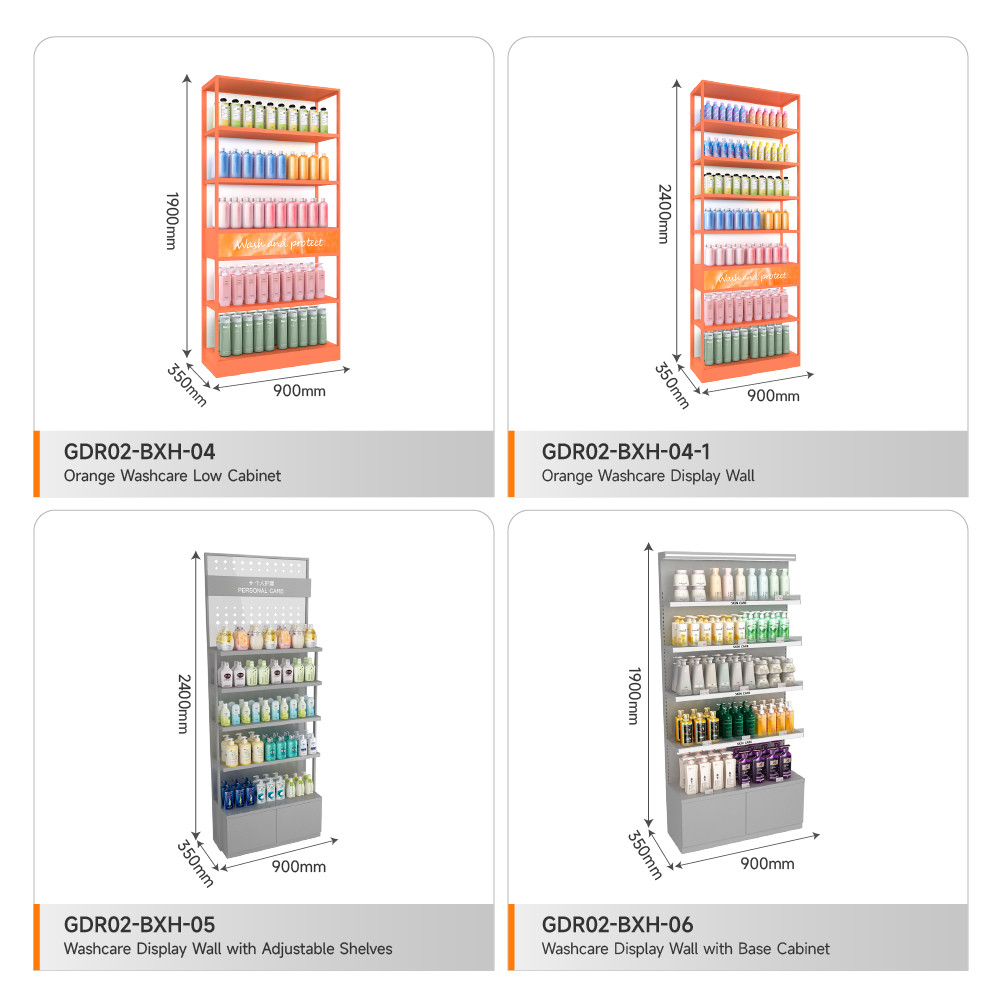 Skincare Display Rack Grey Oiled Wooden Skincare Cabinet With Led Lights For Multi-Functional Shop Counter And Branded Display Stand