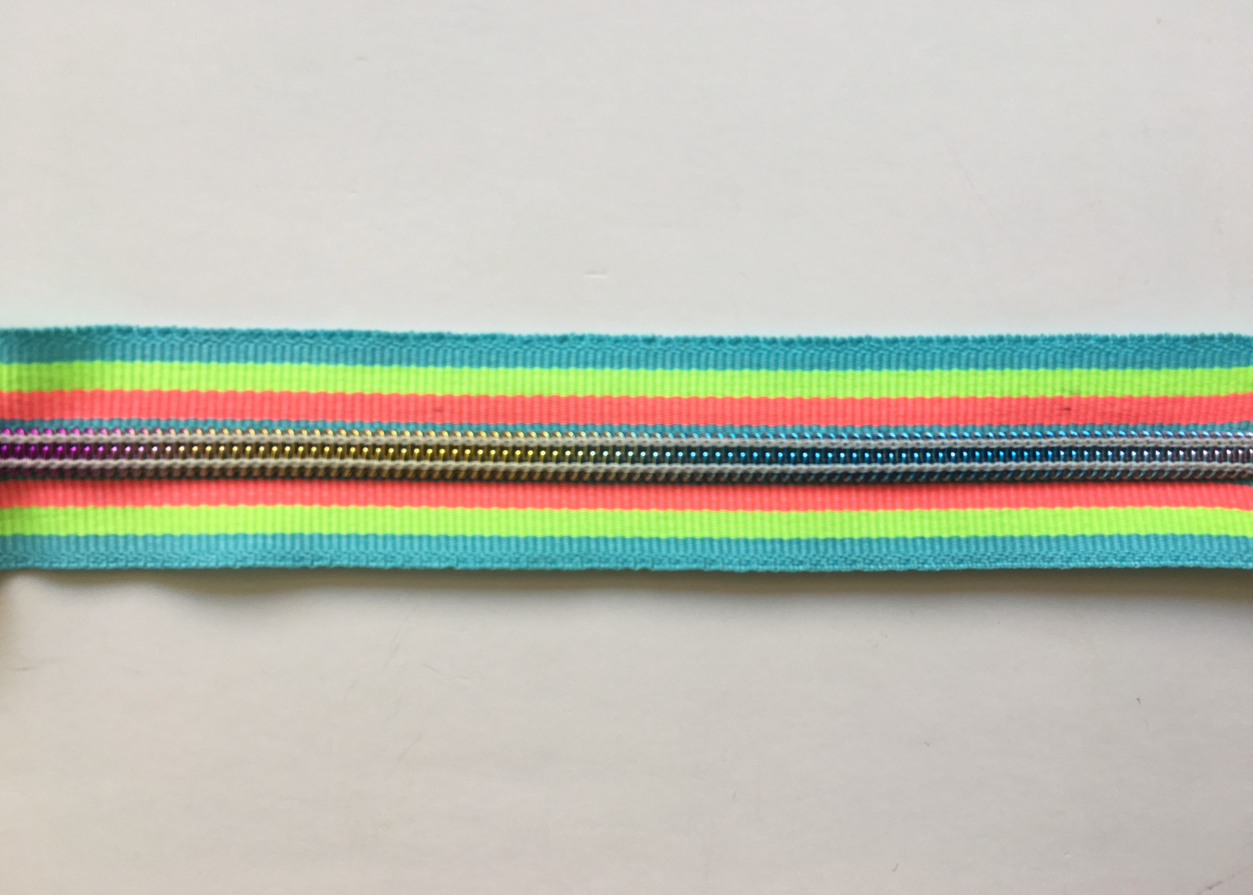 Rainbow Coloured Cotton Webbing Straps Gradient Teeth Zipper With Original for Garment