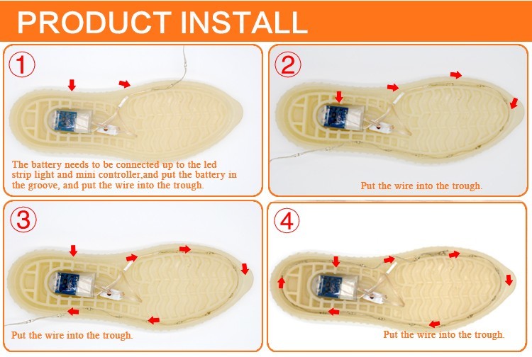 Colorful RGB Rechargeable LED Light Strips For Shoes OEM/ODM