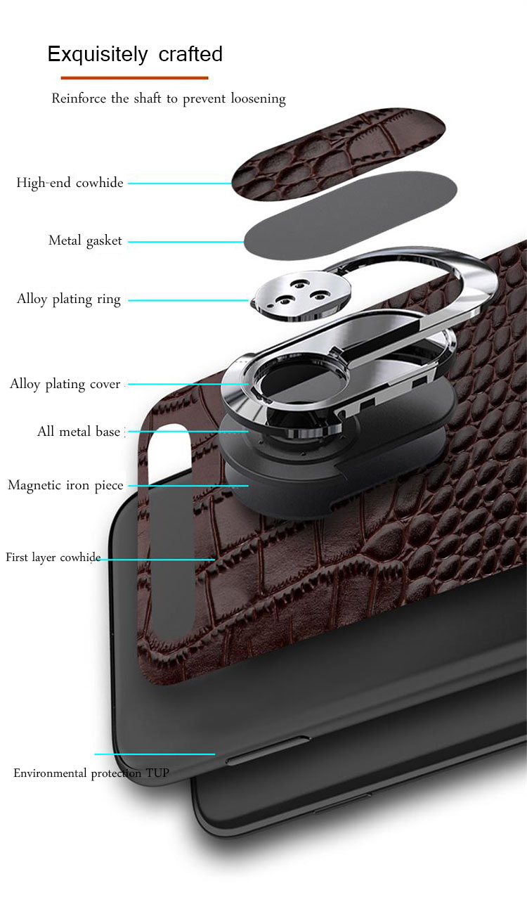 Genuine Leather Magnetic Ring Crocodile Mobile Phone Case for iPhone 14 Pro Max