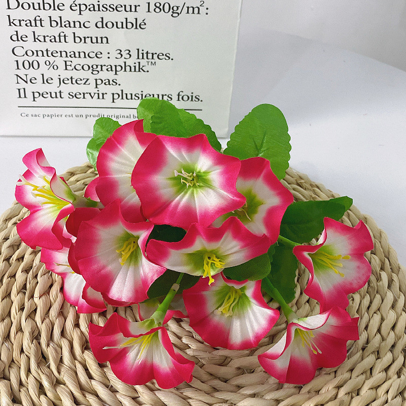 Simulated morning glory, trumpet flower, fake flower, bundle morning glory, silk flower, engineering soft decoration, simulated flower, cross-border
