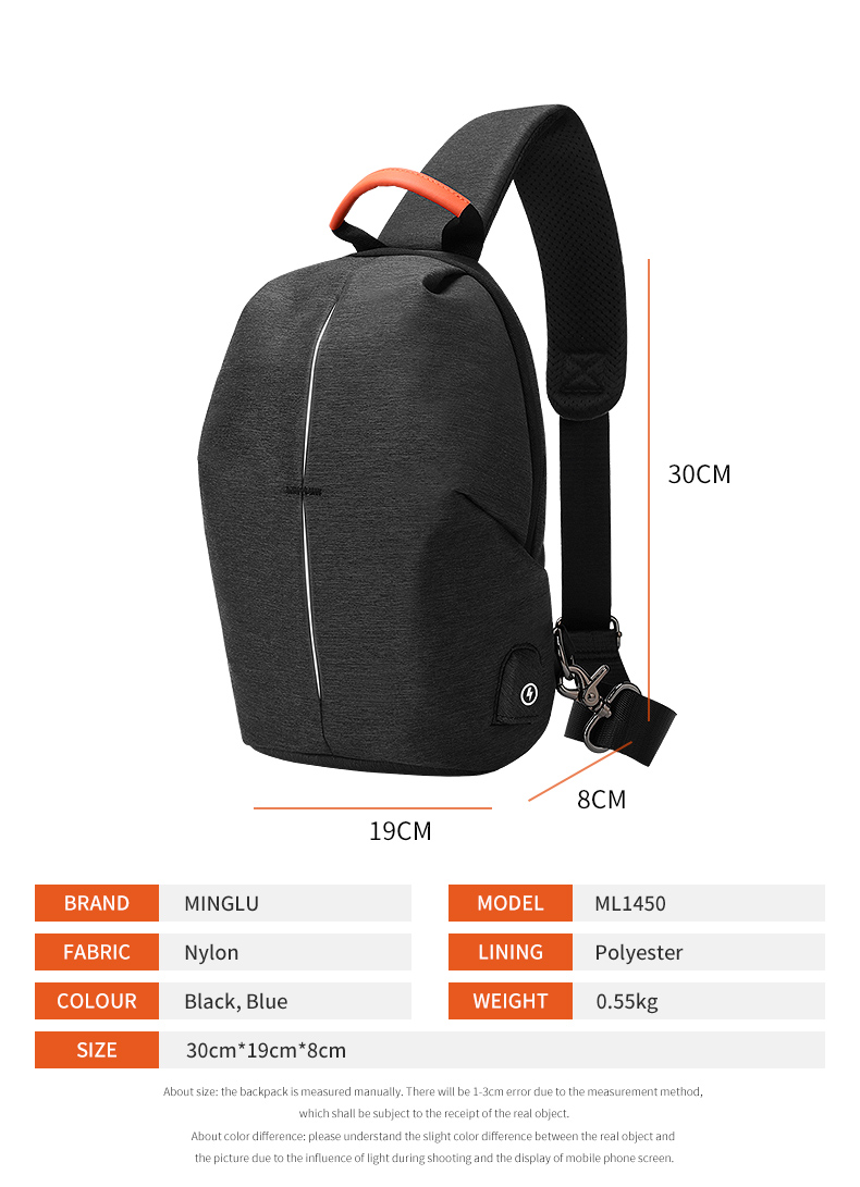 Rainproof Mens Large Sling Bag Cool Sling Bags For Guys Boys OEM / ODM Available