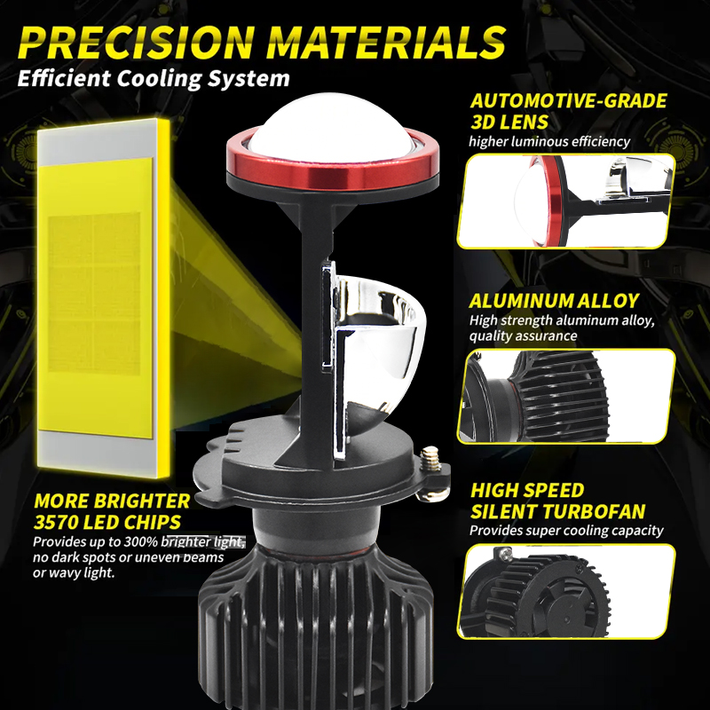CSP3570 LED Motorcycle Lights 16000LM H4 Led Projector Bulb 55W