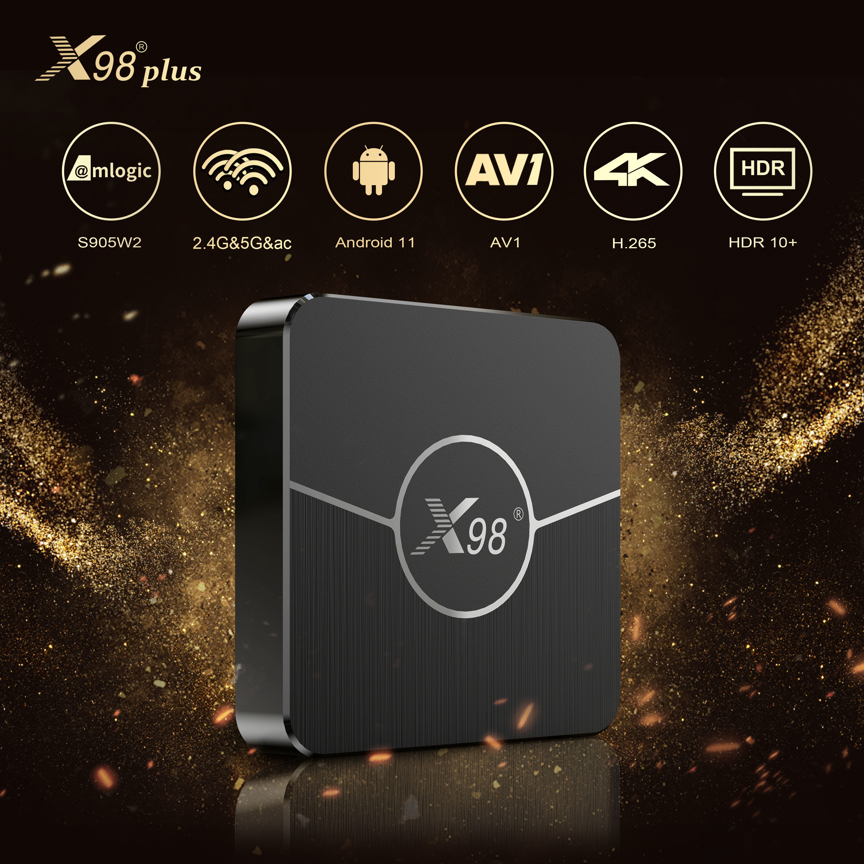 Smart IP TV Setup Box Android 11 X98 Plus 2.4G 5G WiFi 4GB 32GB Amlogic S905w2