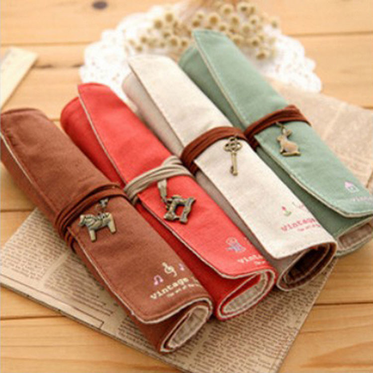 FRESH AND FASHIONABLE LARGE CAPACITY PEN BAG PENCIL CASE SIMPLE CREATIVE JUNIOR HIGH SCHOOL MEN AND WOMEN CANVAS PENCIL