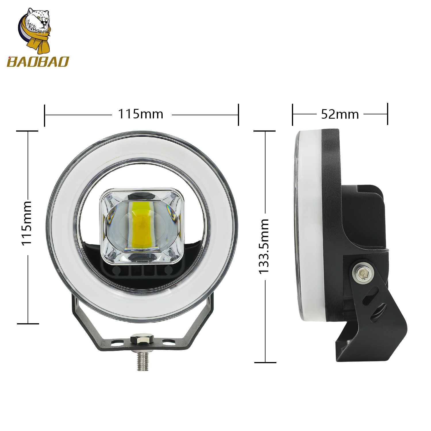 White Yellow Offroad Round LED Fog Lights For Motorcycle Car