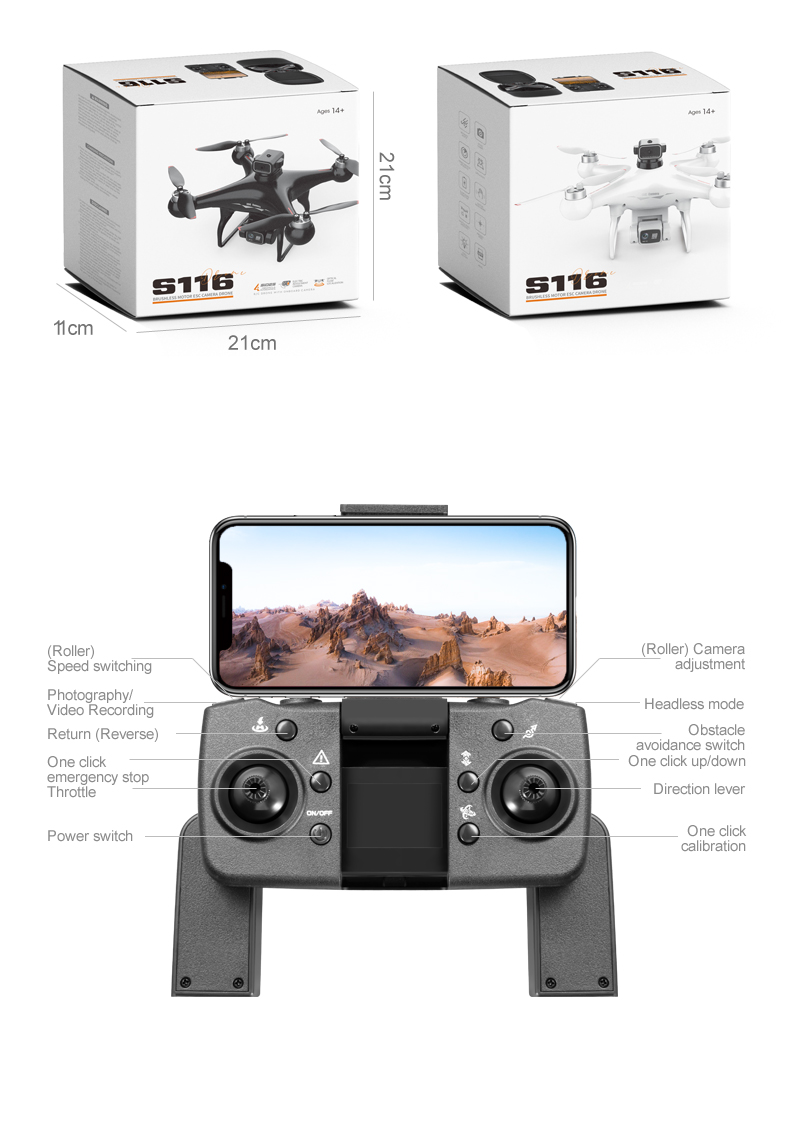 Voice Control Hot S116 Drone 4k Camera Obstacle Avoidance Drone Dual Camera Profesional Mini Drone GPS with LED Lights 2024