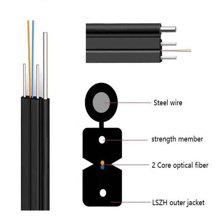 2 Core Self Support Steel Wire Fiber Optic Drop Cable FTTH GJYXCH