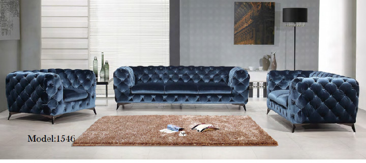 Modern Velvet Chesterfield Sofa With Copper Leg SGS Certification