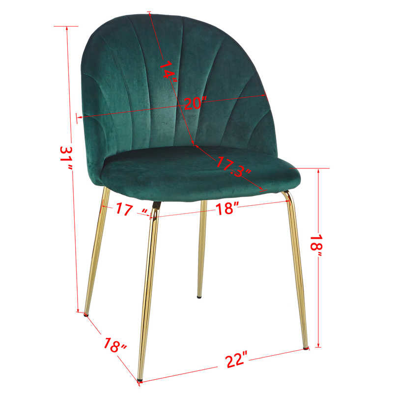 2pc Green Upholstered Dining Room Chairs 220lbs Weight Capacity