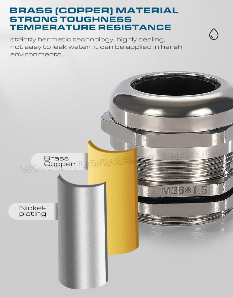 Metal (Brass, Copper) Watertight Straight Cable Glands IP69K/IP68 with PG & Metric Male Threads
