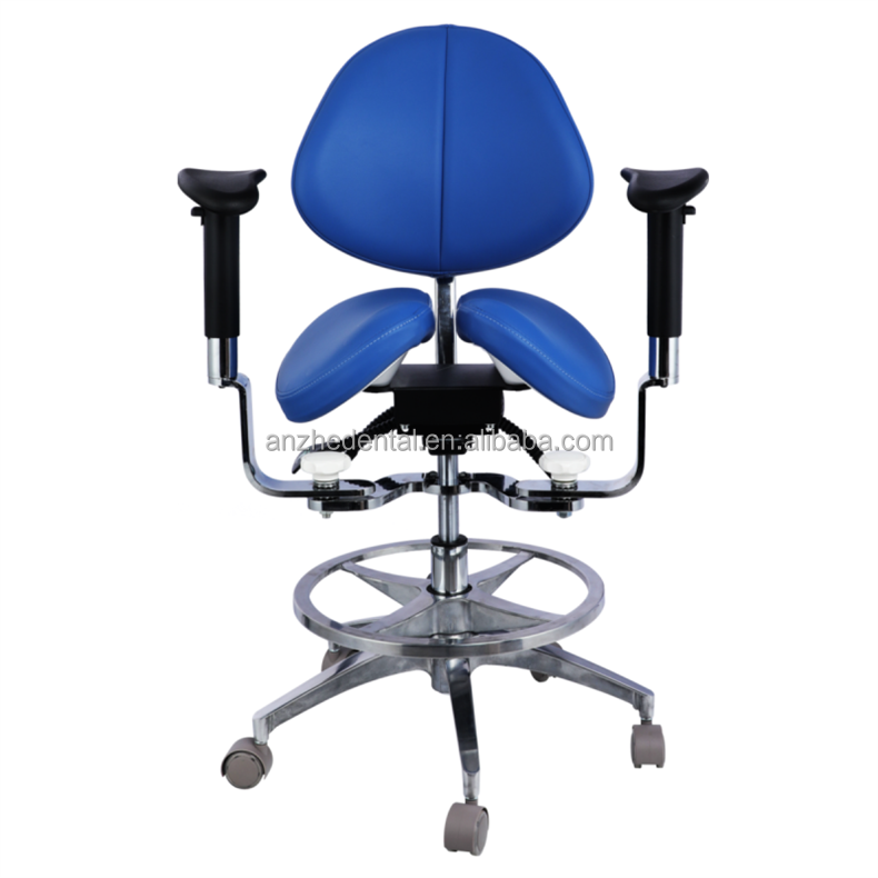 Ergonomic Split Saddle Seat Dentist Stool Luxury Micro Fiber Leather Dental Swivel Saddle Chair