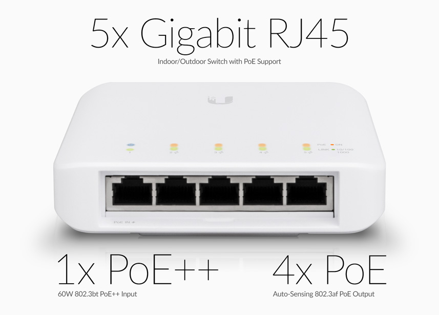 Flex 5 Port UBNT USW Flex Unifi Layer 2 Gigabit Switch