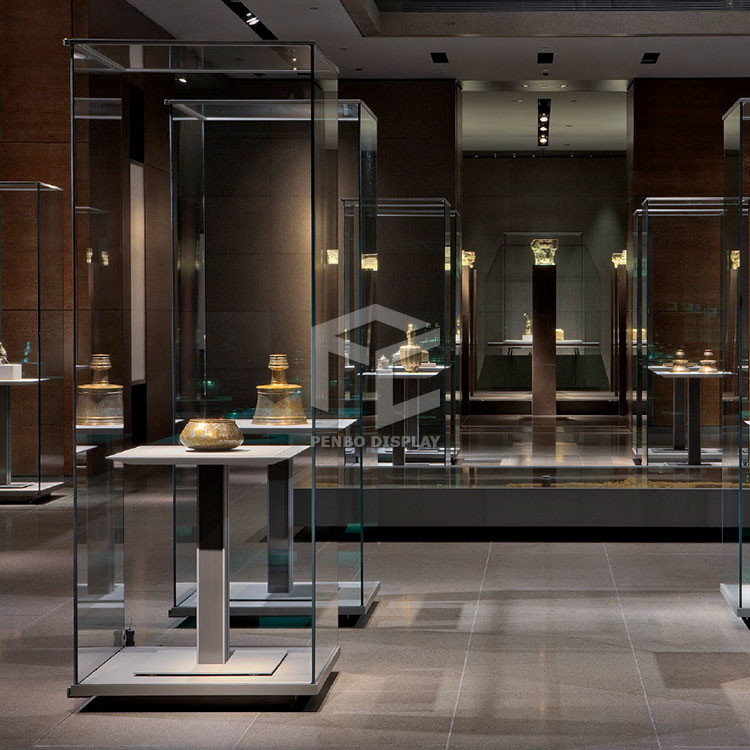 MDF Museum Display Showcase 12mm Tempered Glass Spray Painting