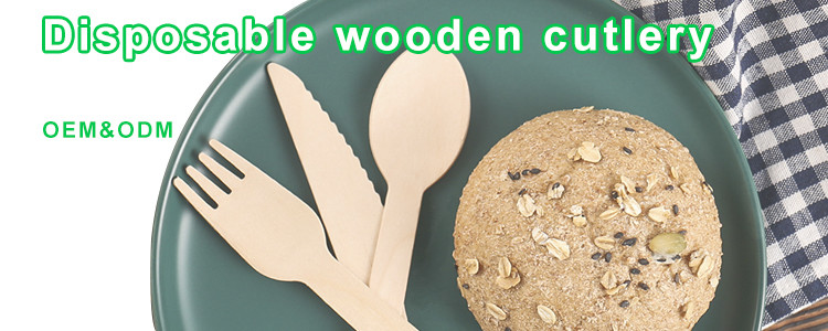 100% Birch Wooden Disposable Biodegradable Cutlery Sets Durable Compostable