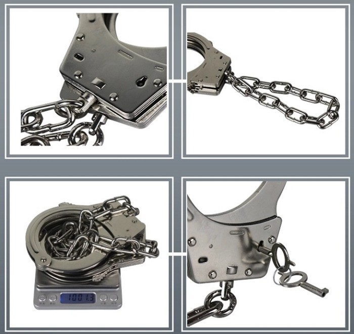 Stainless Steel Police Grade Handcuffs Leg Cuff Metal Anti - Pull 23 Tooth